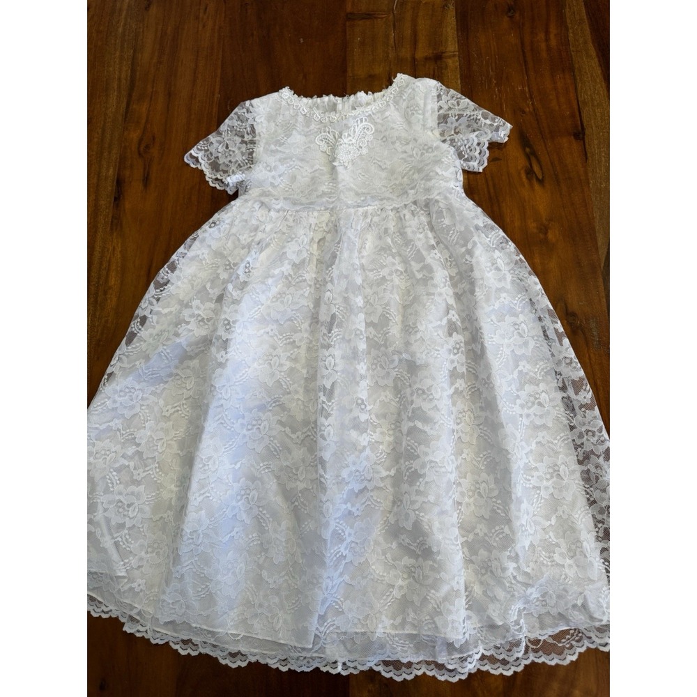 Vtg Party Dress White Dressy‎ Lace Layered 80s Flower Girl First Communion 6 7